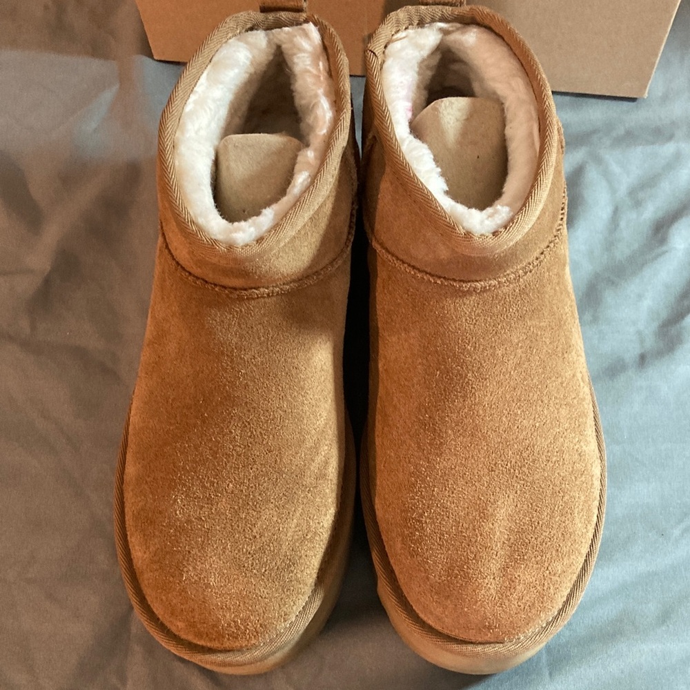 UGG CLASSIC ULTRA MINI PLATFORM Chestnut 8 NIB 8 - Picture 2 of 13
